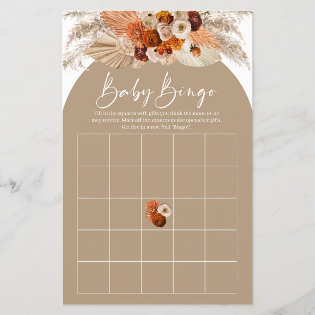 Boho terracotta brûlé orange cuivre Bingo Jeu (Devant)