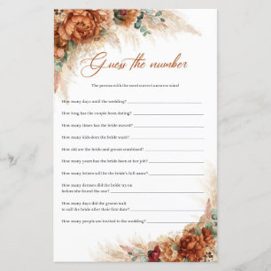 Boho terracotta burgundy pampas Devis Le numéro