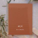 Boho Terracotta et blanc | Monogramme moderne<br><div class="desc">Ce design de planificateur moderne dispose d'un arrière - plan en terre cuite,  avec vos initiales en gras texte blanc pour un look simple et boho.</div>