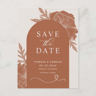Boho Terracotta Faire-Part de Fleurs en Ligne Arch