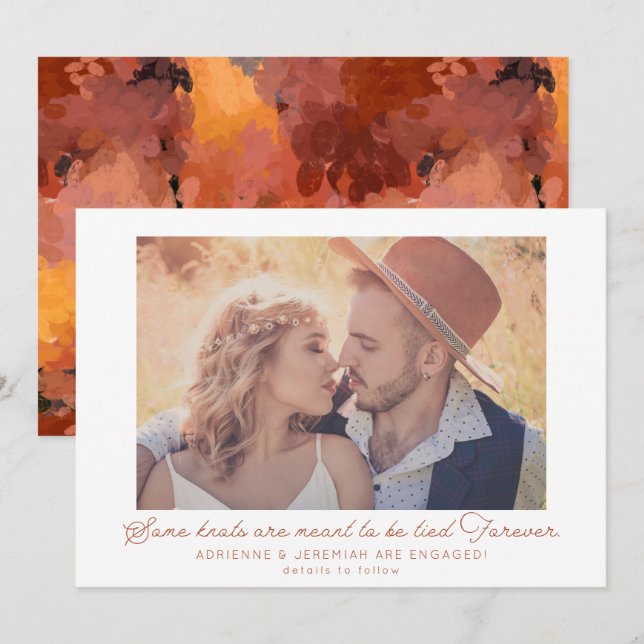 Boho Terracotta Fiançailles photo Faire-part (Devant / Derrière)