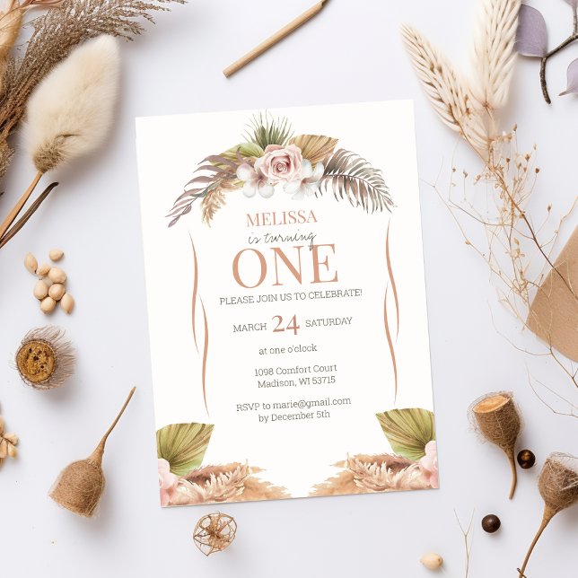 Boho Terracotta Floral 1er Anniversaire Invitation (Créateur téléchargé)