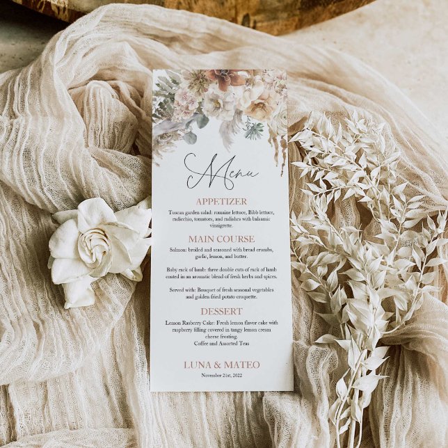 Boho Terracotta Floral Mariage Menu (Créateur téléchargé)