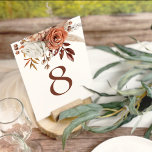 Boho Terracotta Flores d'automne Numéro de tableau<br><div class="desc">Boho Terracotta Florals d'automne Numéro de tableau. De belles fleurs et des herbes automnales dans les tons automnaux de crème et de marron en terre cuite sont au sommet. Personnalisez facilement le numéro de table qui est dans l'écriture de couleur brune terre. Le même design est de l'autre côté.</div>