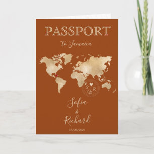 Boho Terracotta Mariage Passeport Jamaïque Carte
