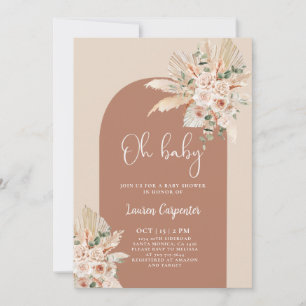 Boho Terracotta Pampas Baby shower Invitation fill
