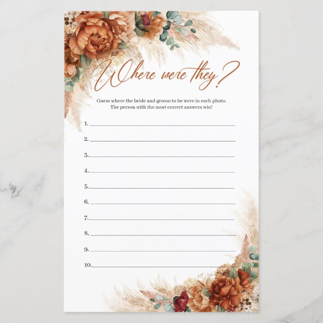 Boho Terracotta pampas bordeaux Où étaient-ils (Devant)