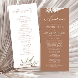 Boho Terracotta Pampas Brown Programme de mariage