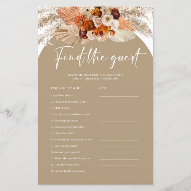 Boho terracotta pampas en cuivre trouver le jeu d' (Devant)