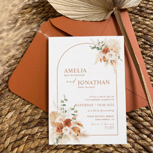 Boho Terracotta Pampas Faire-part de mariage