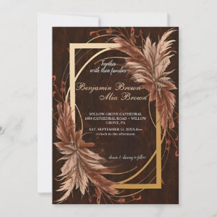Boho Terracotta Pampas Faire-part de mariage d'her