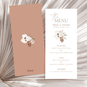 Boho Terracotta Pampas Grass Orchid Mariage Menu