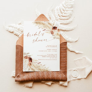 Boho Terracotta Pampas Invitation Fête des mariées