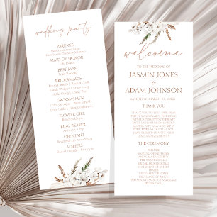 Boho Terracotta Pampas Programme de mariage orchid