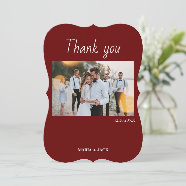Boho Terracotta Photo Mariage Merci Cartes (Debout devant)