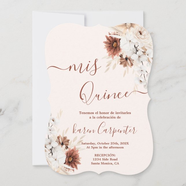 Boho Terracotta Quinceanera Invitation (Devant)