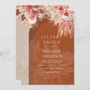 Boho Terracotta Rose Pampas Grass Mariage Floral