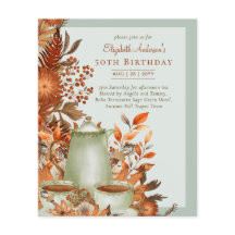 Boho Terracotta Sage Tea Party Floral Anniversaire