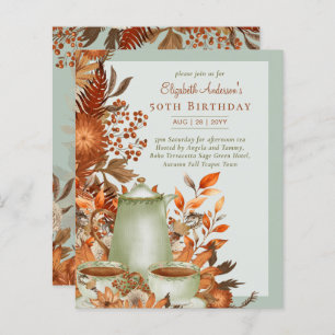 Boho Terracotta Sage Tea Party Floral Anniversaire