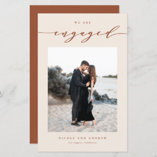 Boho Terracotta Script Fiançailles Faire-part