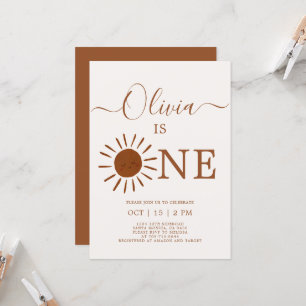 Boho Terracotta Soleil 1er Anniversaire Invitation
