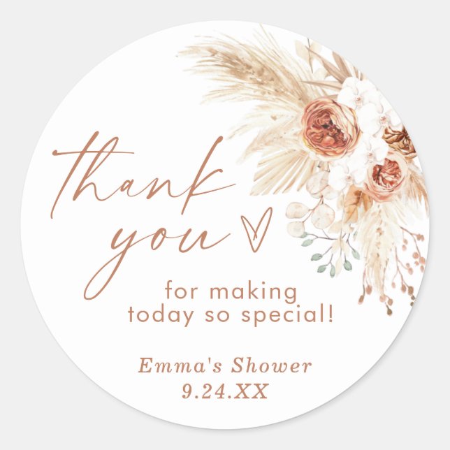 Boho Thank You Favor Sticker (Devant)