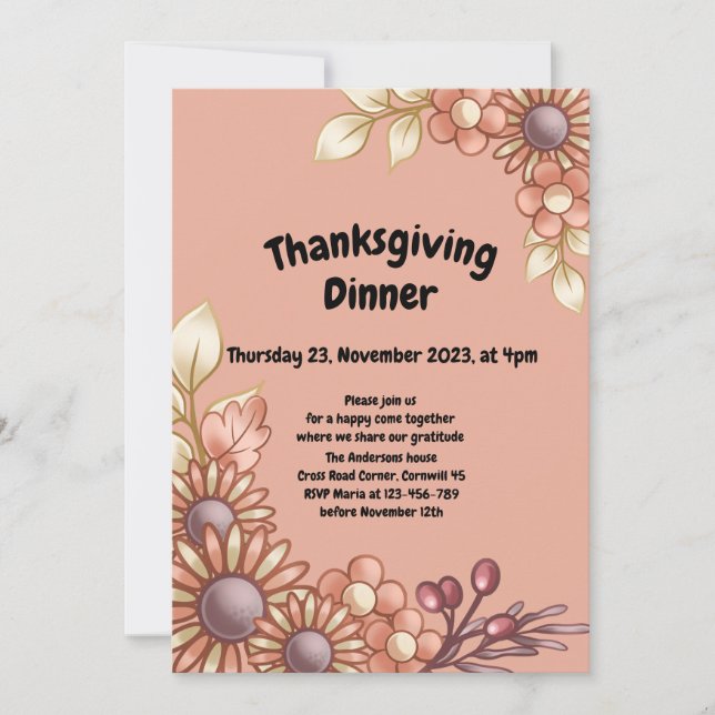 Boho Thanksgiving Diner Invitation (Devant)