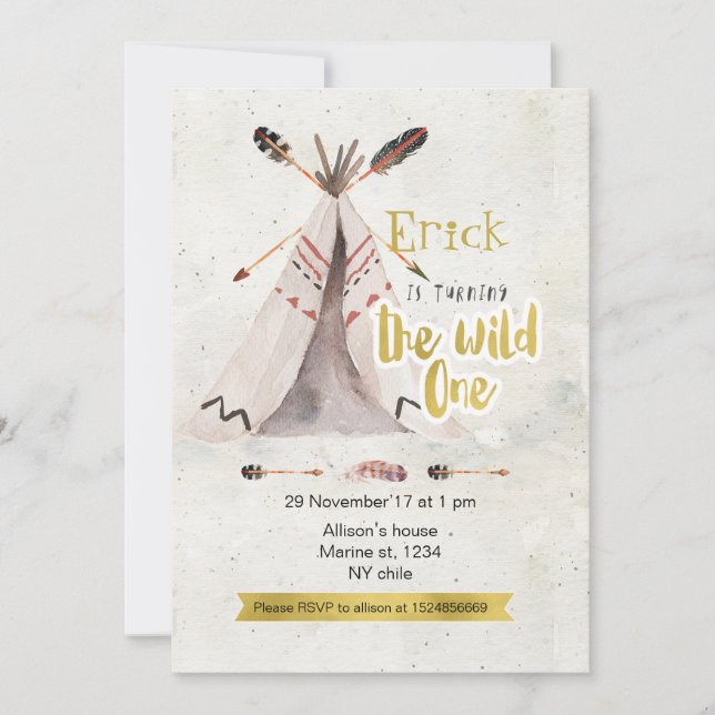 Boho The Wild One First Birthday Invitation (Devant)