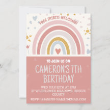 Boho Thème Anniversaire de enfant Party Invitation