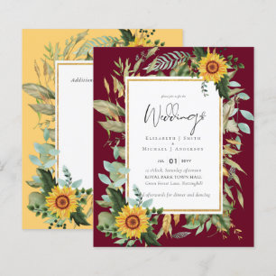 Boho Tournesols verdure Aquarelle BUDGET Mariage