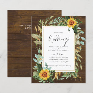 Boho Tournesols verdure Aquarelle BUDGET Mariage