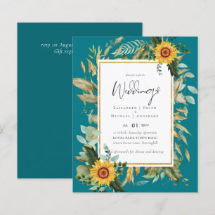 Boho Tournesols verdure Aquarelle BUDGET Mariage