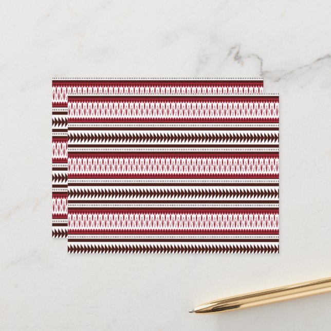 Boho Tribal Carte Postale Motif Rouge Rustique Azt (Devant/Arrière en situation)