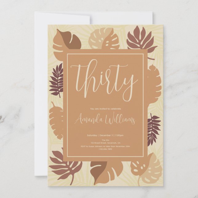 Boho Tropical 30th Birthday Invitation (Devant)