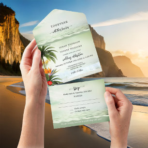 Boho Tropical Beach tout en un Faire-part de maria