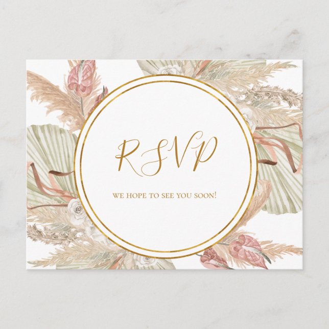 Boho Tropical Botanical | Carte de réponse RSVP po (Devant)