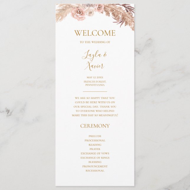 Boho Tropical Botanical | Programme de mariage pla (Devant)