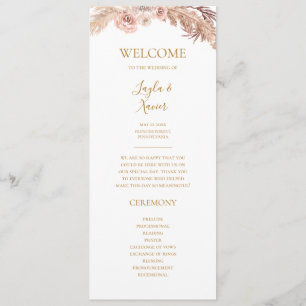 Boho Tropical Botanical Programme de mariage pla