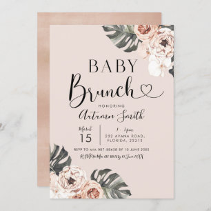 Boho Tropical Floral Baby Brunch Invitation
