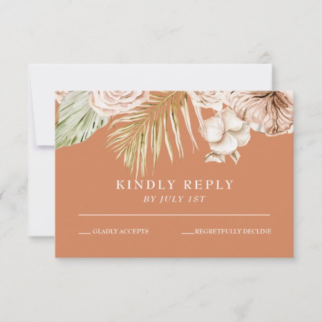 Boho Tropical Floral et carte de mariage en terre  (Devant)