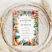 Boho Tropical Floral Faire-part de mariage