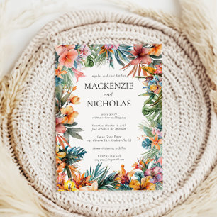 Boho Tropical Floral Faire-part de mariage