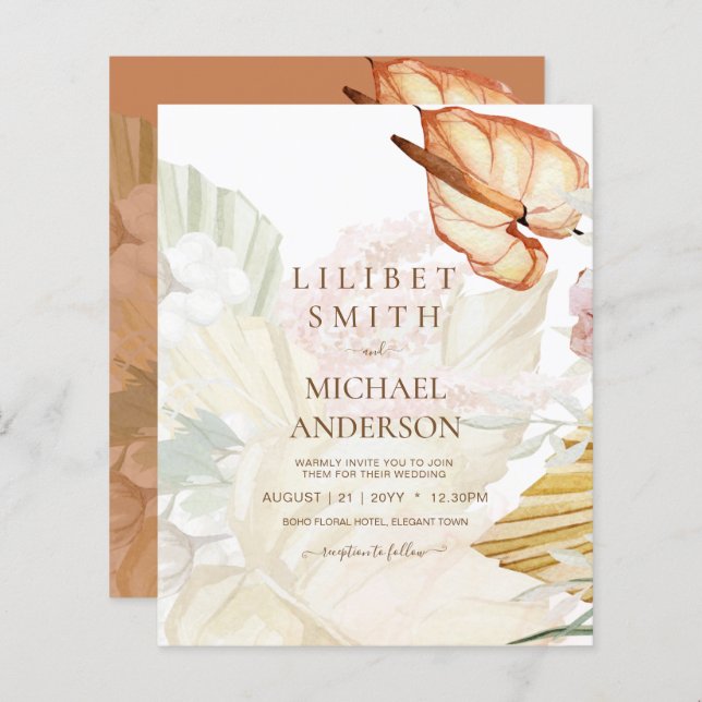 BOHO Tropical Pampas Grass Mariage (Devant / Derrière)