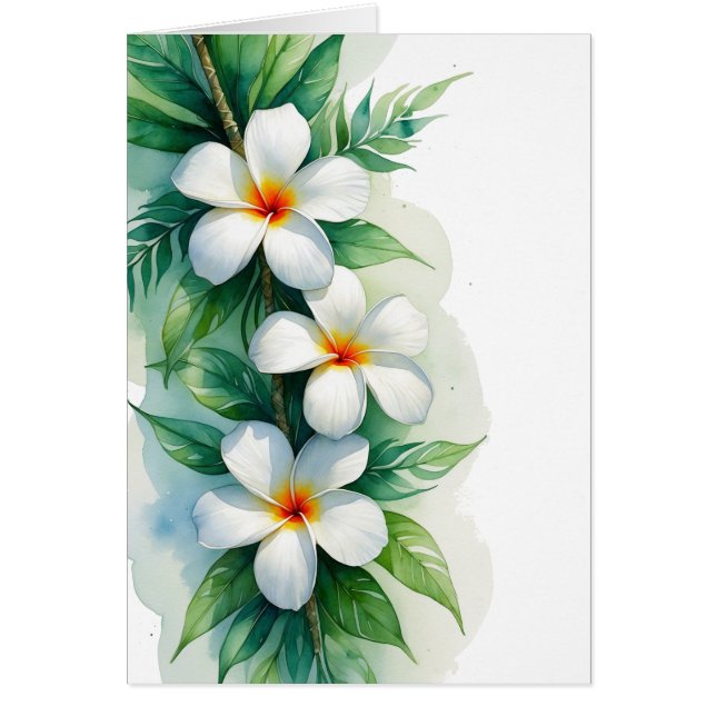 Boho Tropical Plumeria and Maile Watercolor Design (Devant)