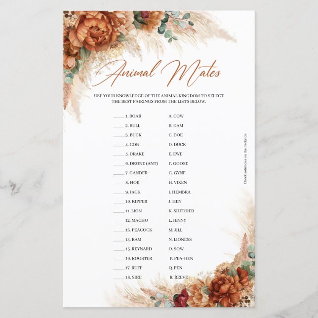 Boho tropical terre cuite verdure Animal Mates (Devant)