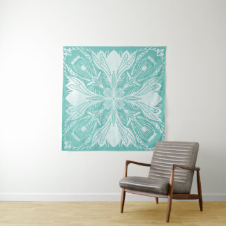 Boho Turquoise et blanc Mandala Motif Tapisserie