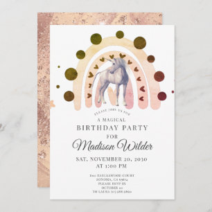 Boho Unicorn Rainbow Girl'anniversaire Invitation