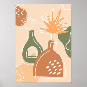 Boho Vases Wall Art Imprimer Poster Feuille Tropic