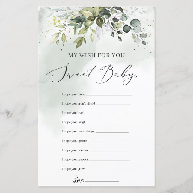 Boho verdure feuillage mon souhait pour vous baby  (Devant)