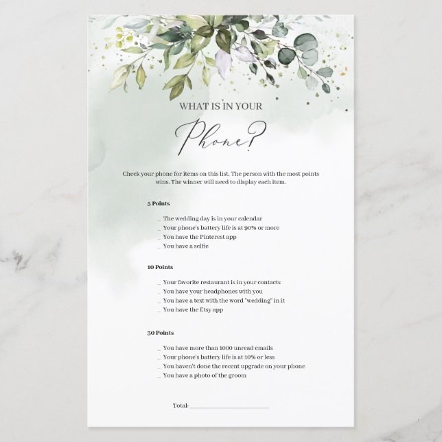 Boho verdure feuillage What's On Your Phone jeu (Devant)